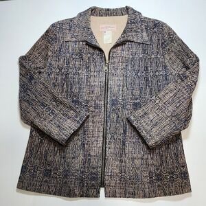 PEACH TREE ORIGINALS Blazer Womens Small Embroidered‎ Made In Canada Navy Denim